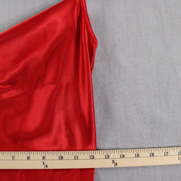 Y2K Bebe Red Satin Slip Midi Dress XS Cowl Neck Spaghetti Straps Made in USA - Picture 11 of 12